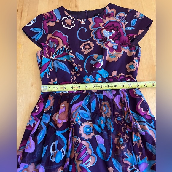 Nanette Lepore Plum Floral Silk Dress Size 0 - Picture 6 of 12